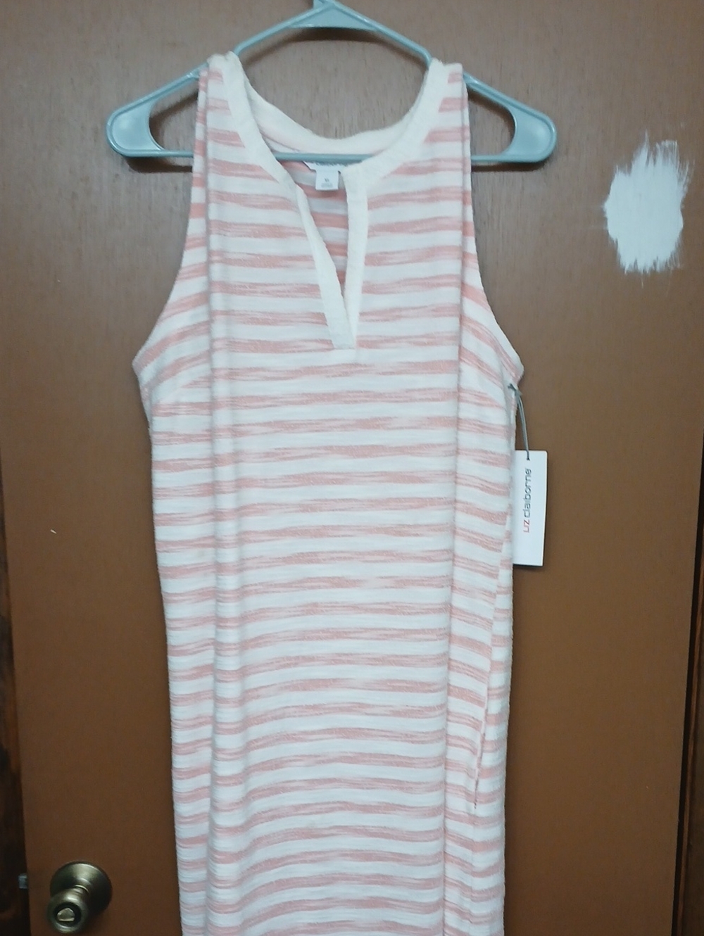 Liz Claiborne Striped Knit Sleeveless Top in Pink & White